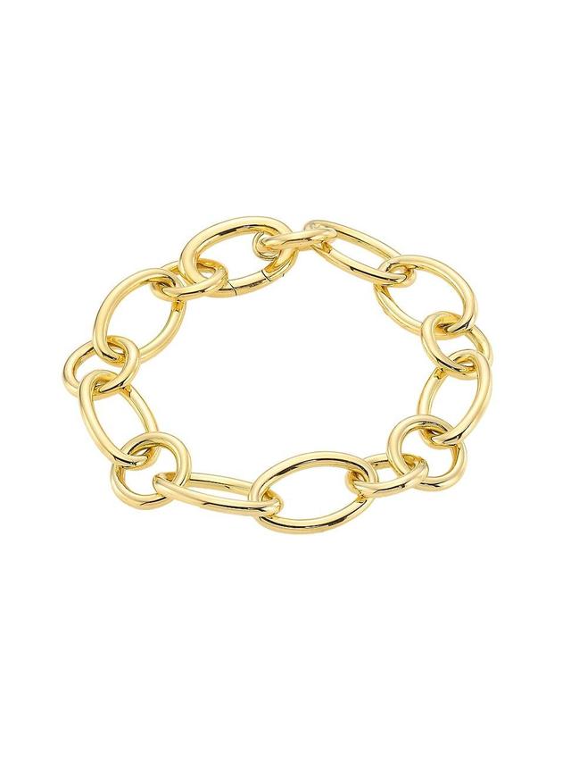 Womens 18K Yellow Gold Oval- & Round-Link Bracelet Product Image