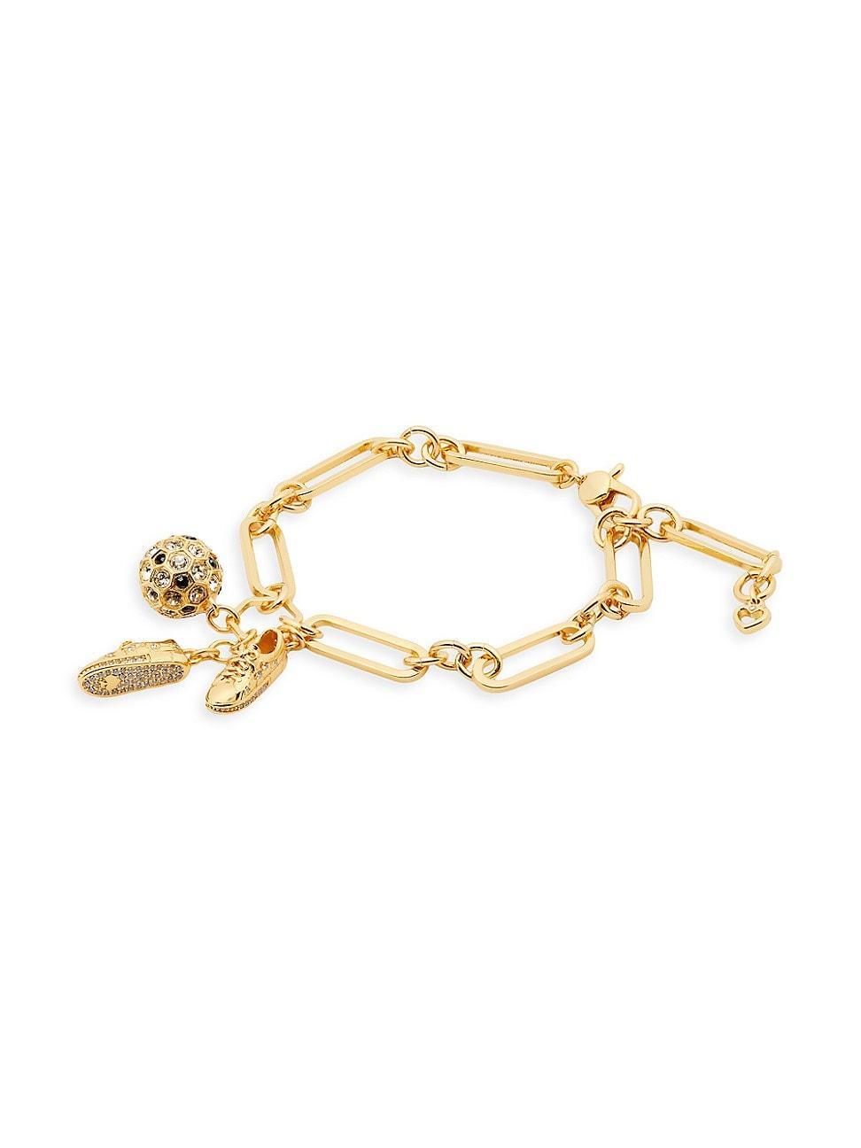 Womens Goldtone & Cubic Zirconia Soccer Charm Bracelet Product Image