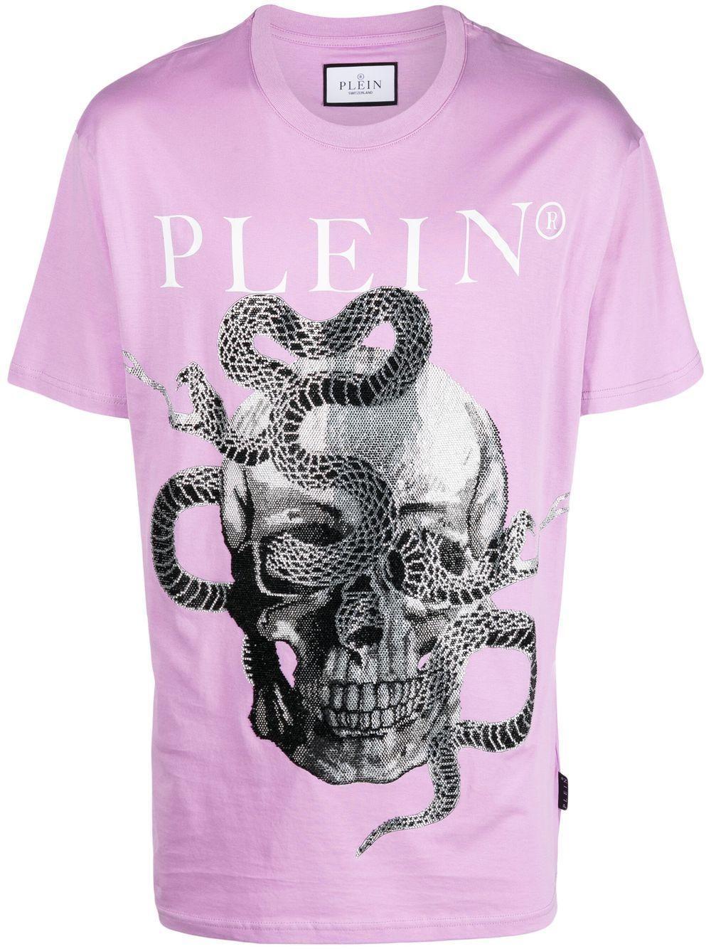 PHILIPP PLEIN Snake-print Short-sleeve T-shirt In Purple Product Image