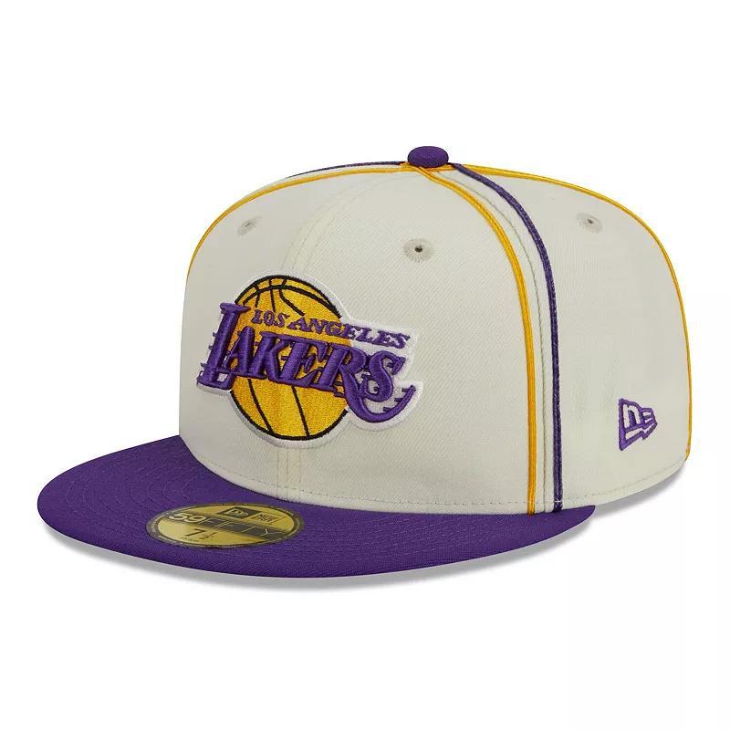 Mens New Era Cream/Purple Los Angeles Lakers Piping 2-Tone 59FIFTY Fitted Hat Product Image