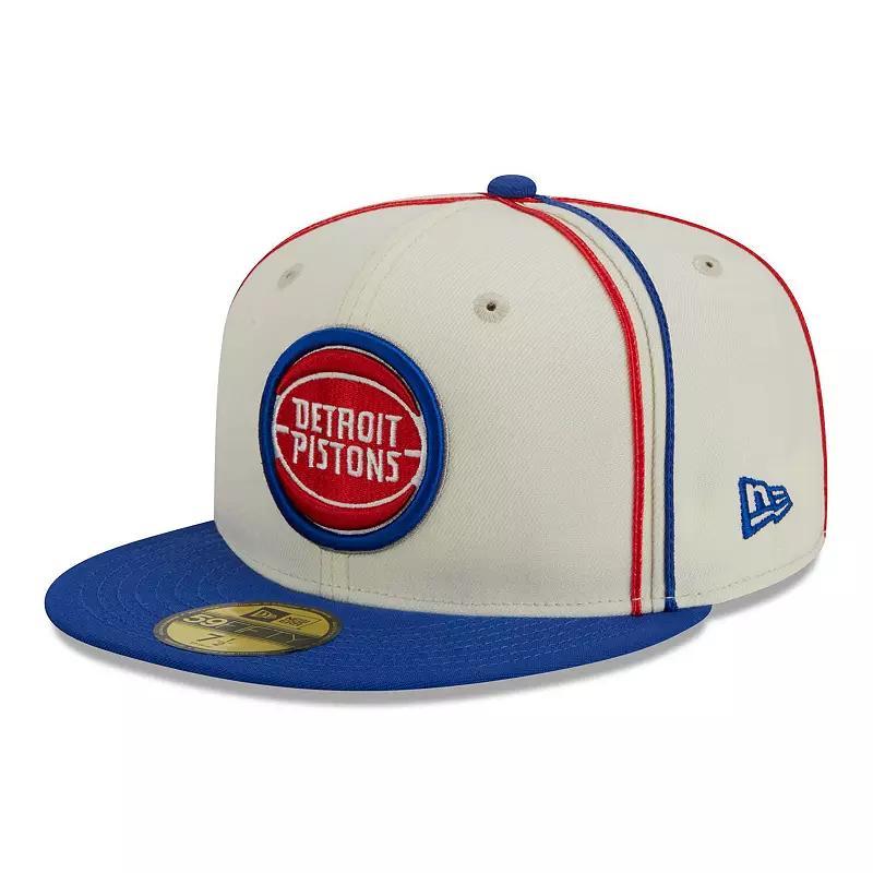 Mens New Era Cream/Blue Detroit Pistons Piping 2-Tone 59FIFTY Fitted Hat Product Image