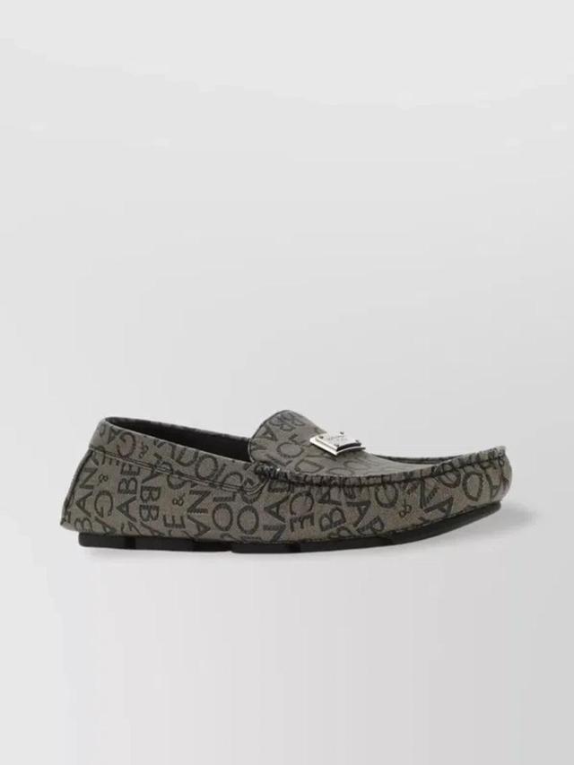 Plaque-detail Logo-jacquard Loafers In Grey Product Image