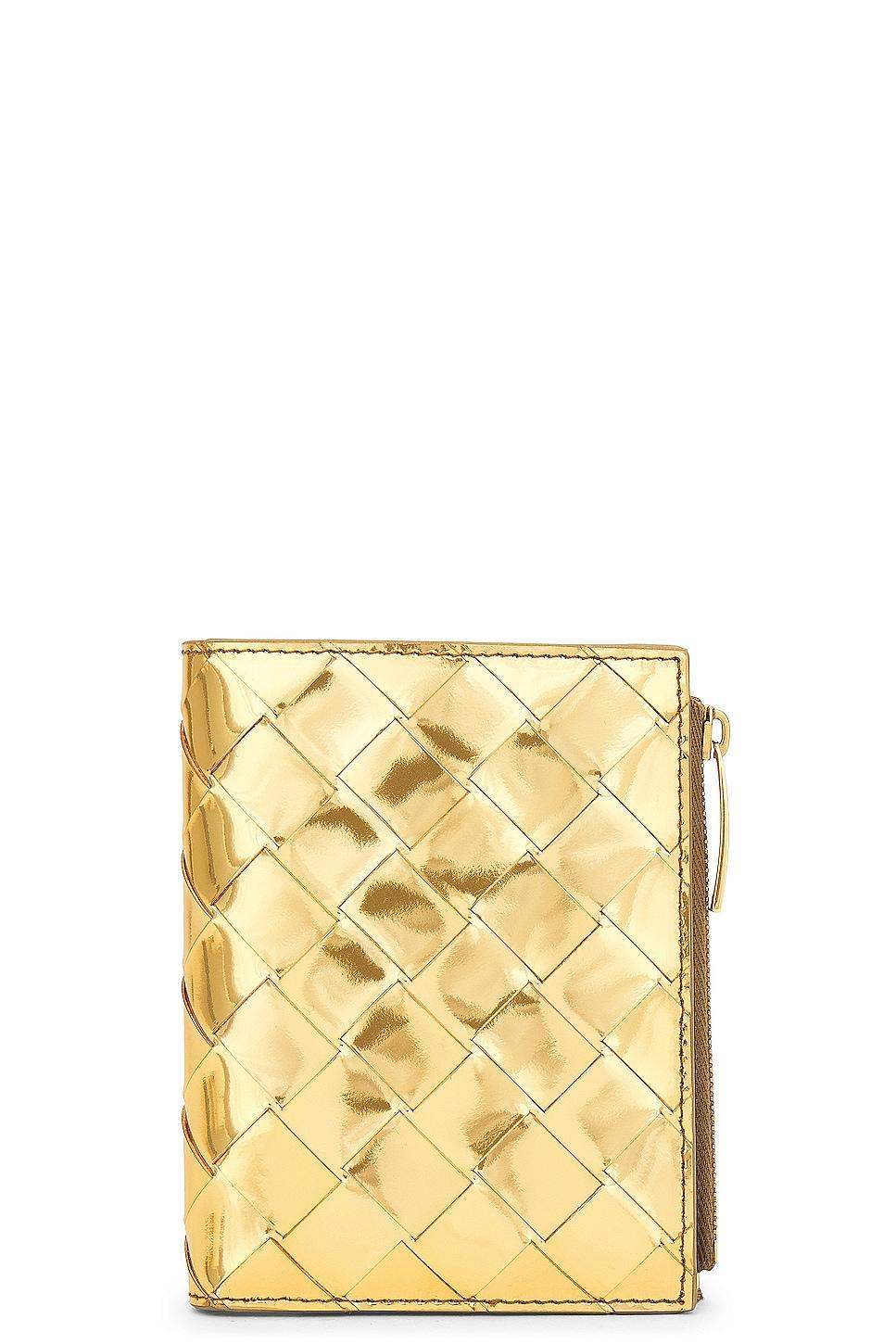 Bottega Veneta Small Metallic Wallet in Metallic Product Image