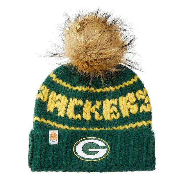 Womens Sh*t That I Knit Bay Packers Custom Logo Cuffed Knit Hat with Pom Product Image