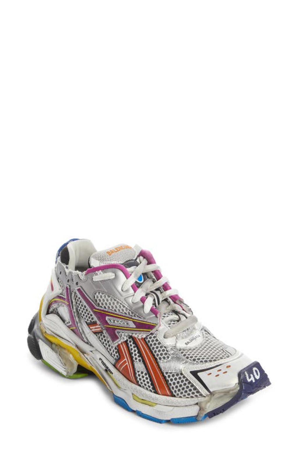 BALENCIAGA Multicoloured Mesh And Nylon Runner Trainers In Neutral Product Image