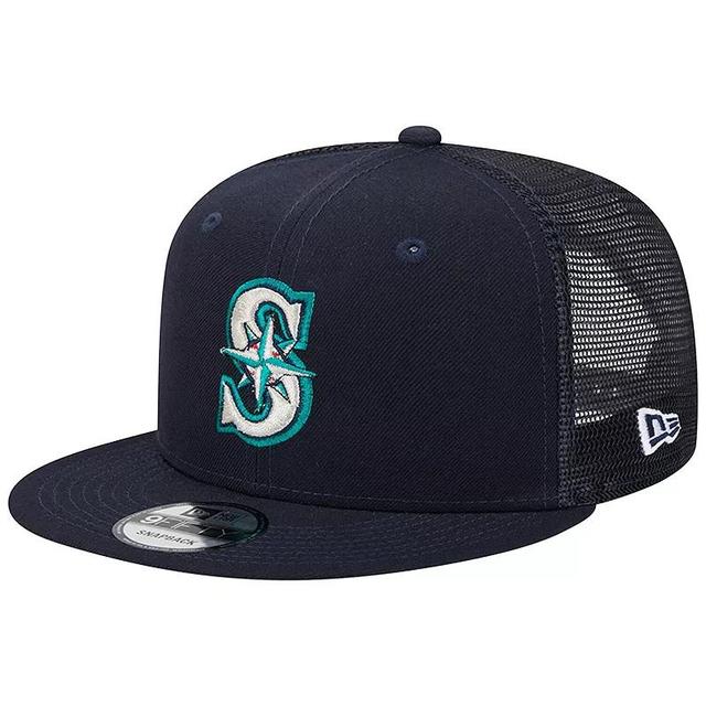 Mens New Era Seattle Mariners Team Color Trucker 9FIFTY Snapback Hat, Blue Product Image