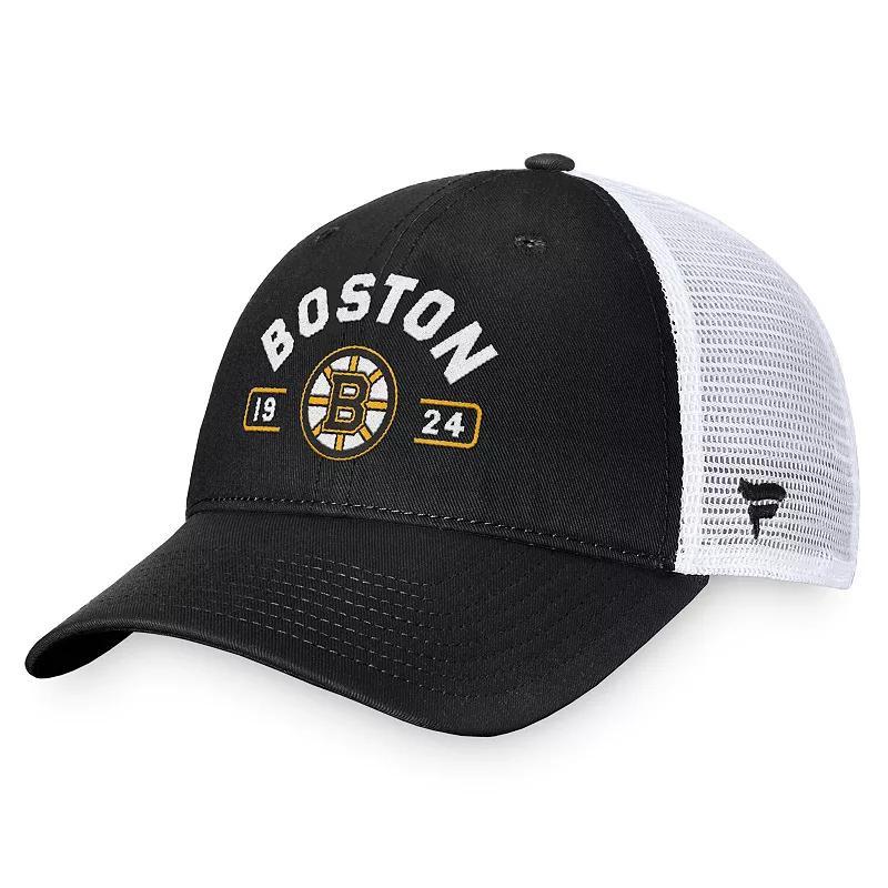 Mens Fanatics /White Boston Bruins Free Kick Trucker Adjustable Hat Product Image