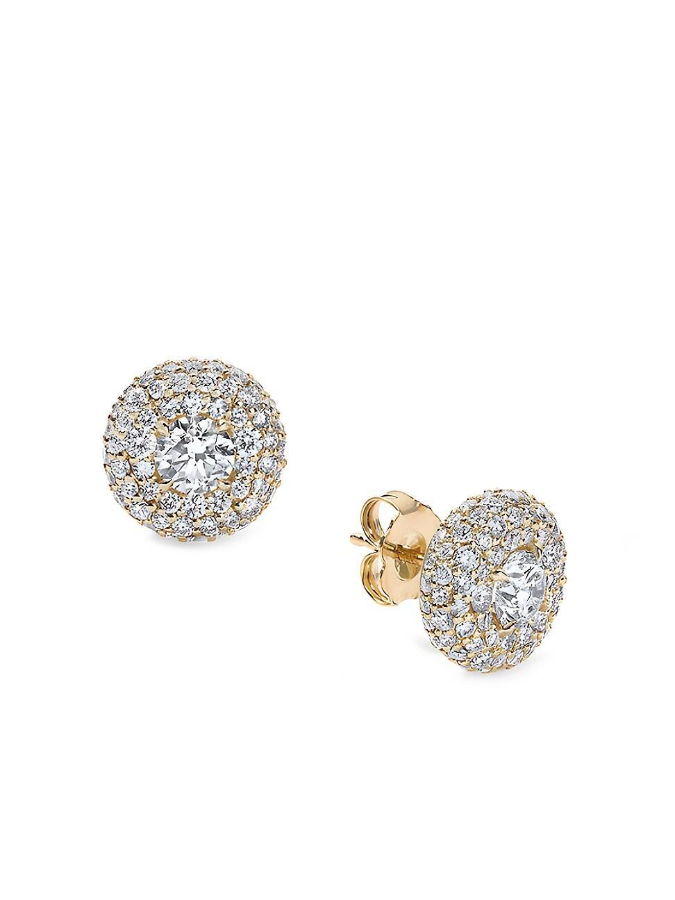 Womens Donut 14K Yellow Gold & 1.89 TCW Diamond Stud Earrings Product Image