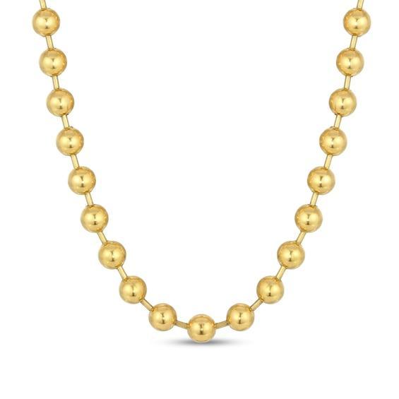 Men's 10.0mm Bead Gold-Tone Chain Necklace in Solid Stainless Steel with Yellow Ion-Plate - 30" Product Image