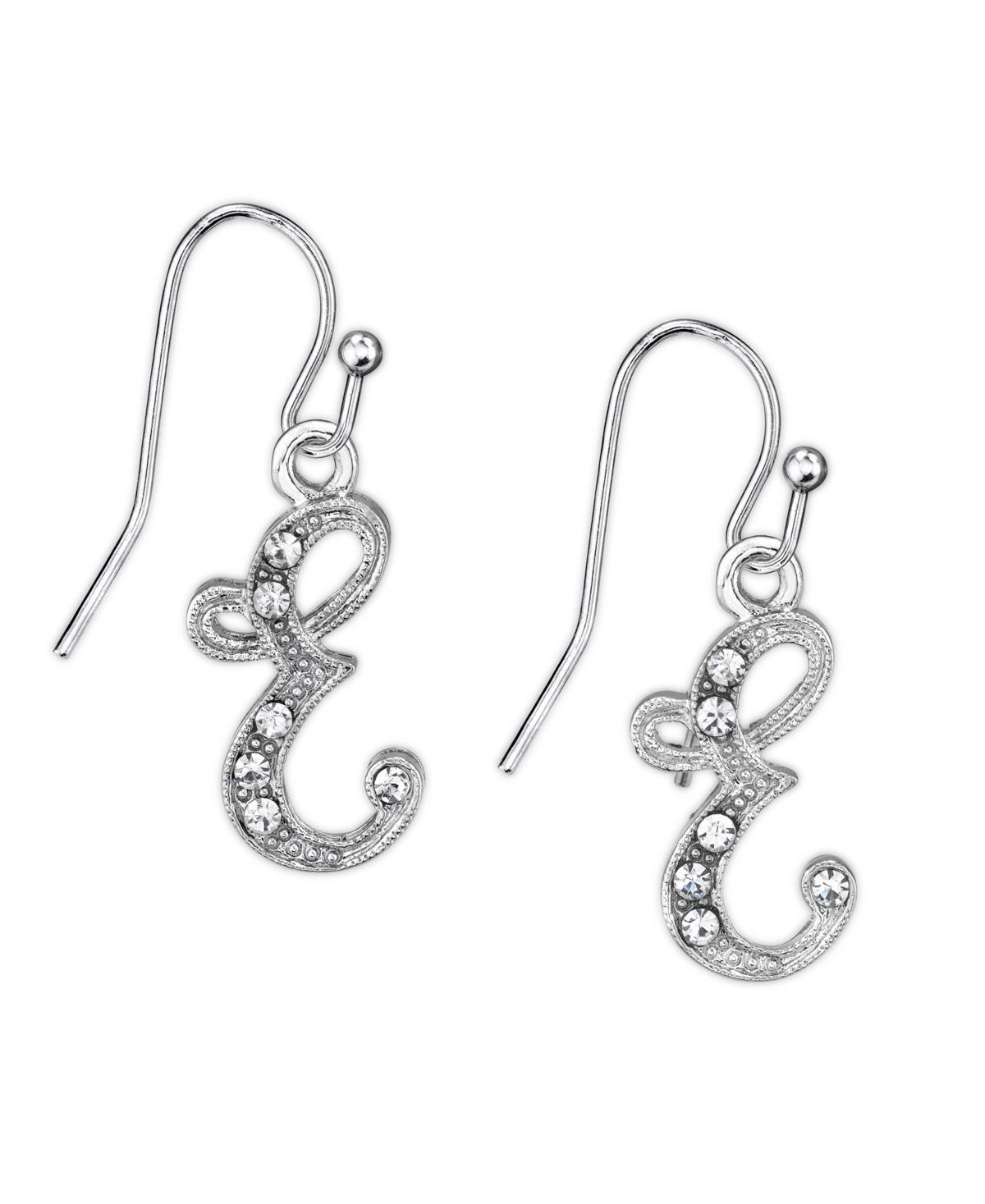 2028 Silver Tone Crystal Initial Wire Earring Product Image