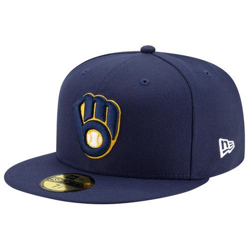 Mens New Era Milwaukee Brewers Home Authentic Collection On-Field 59FIFTY Fitted Hat Blue Product Image