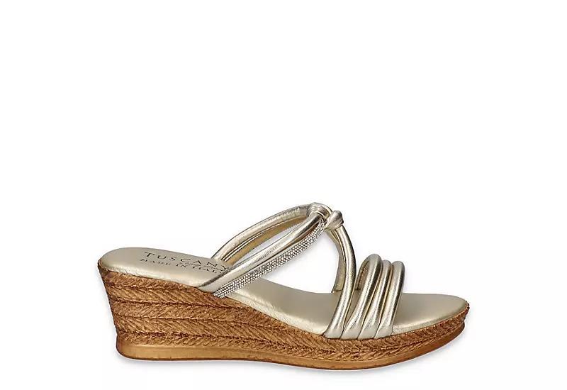 Easy Street Elvera Tuscany Womens Wedge Sandals Gold Product Image