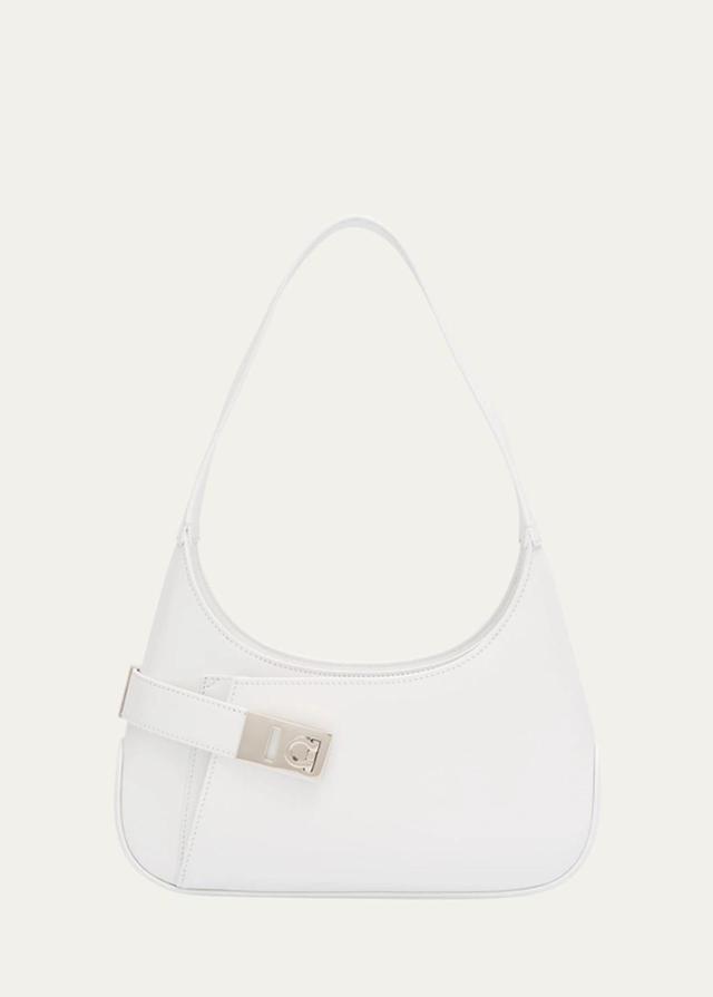 Large Hobo Leather Shoulder Bag In White Product Image