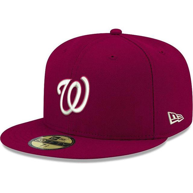 Mens New Era Cardinal Washington Nationals White Logo 59FIFTY Fitted Hat Product Image