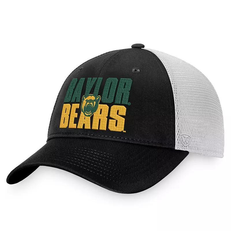 Mens Top of the World Black/White Baylor Bears Stockpile Trucker Snapback Hat Product Image