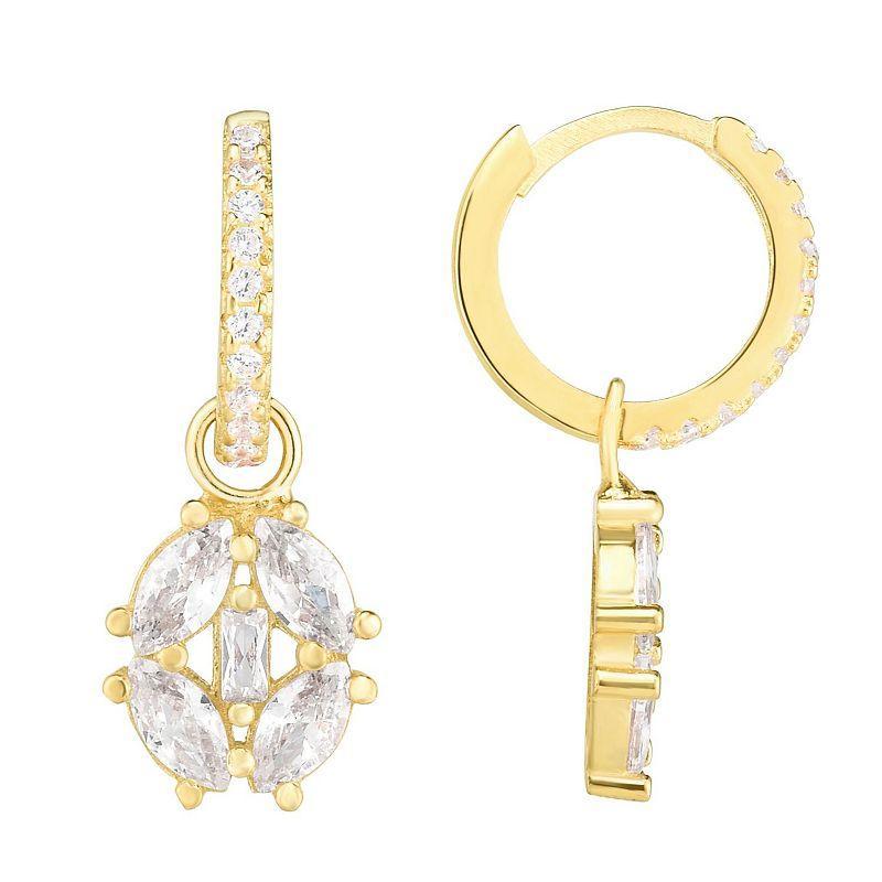 Sunkissed Sterling Cubic Zirconia Hoop Drop Earrings, Womens, Gold Product Image