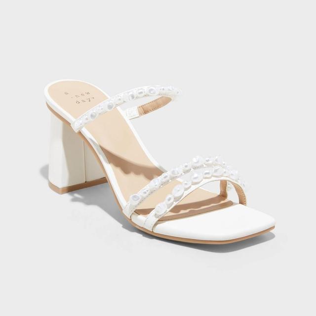 Womens Stacy Mule Heels - A New Day Cream 7.5 Product Image