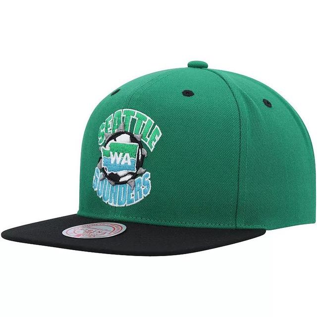 Mens Mitchell & Ness Rave Green Seattle Sounders Fc Breakthrough Snapback Hat Product Image