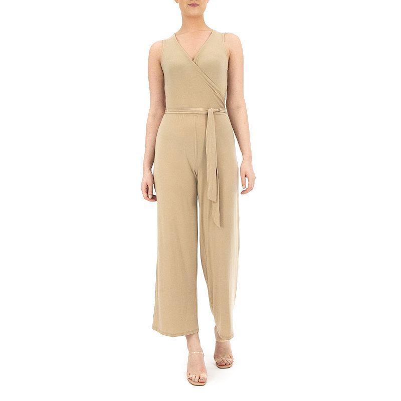 Womens Nina Leonard Surplice Wide-Leg Jumpsuit Product Image