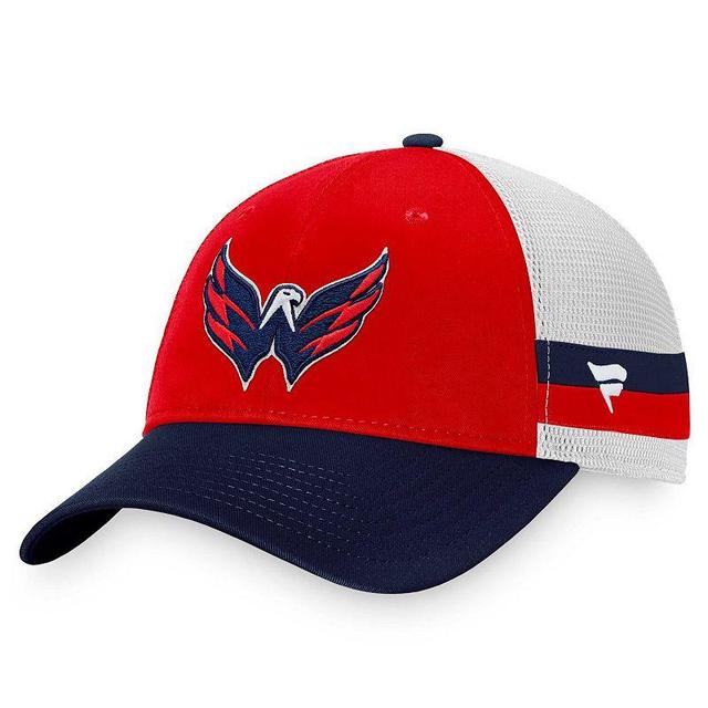 Mens Fanatics Red Washington Capitals Breakaway Striped Trucker Snapback Hat - Red Product Image