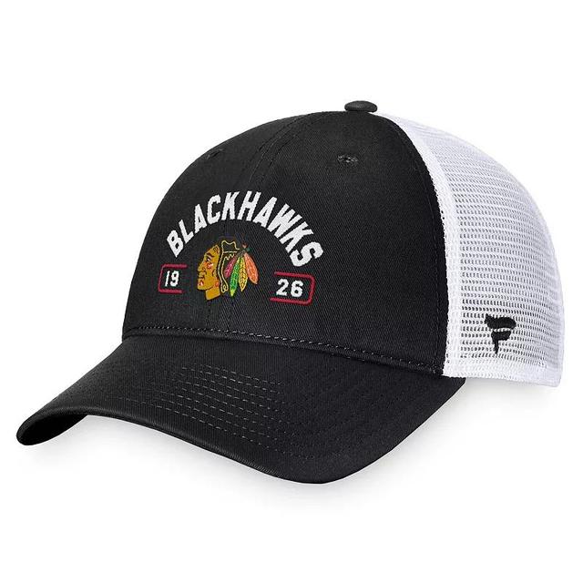 Mens Fanatics /White Chicago hawks Free Kick Trucker Adjustable Hat Product Image