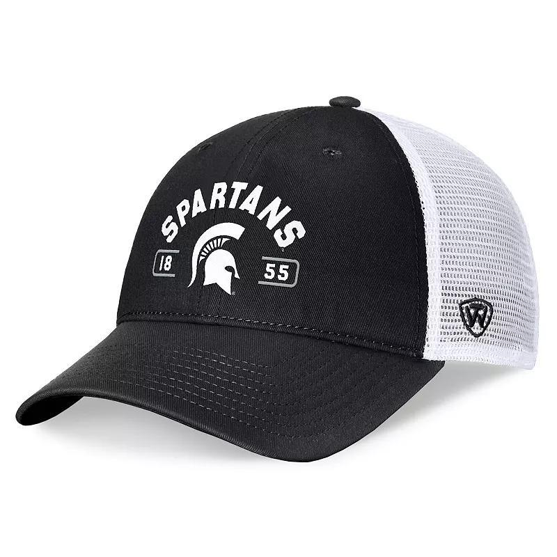 Top of the World Mens Black Michigan State Spartans Free Kick Trucker Adjustable Hat - Black, White Product Image