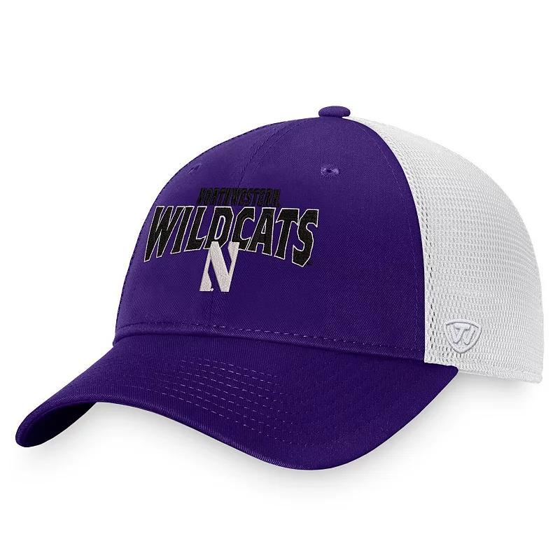 Mens Top of the World /White Northwestern Wildcats Breakout Trucker Snapback Hat Product Image