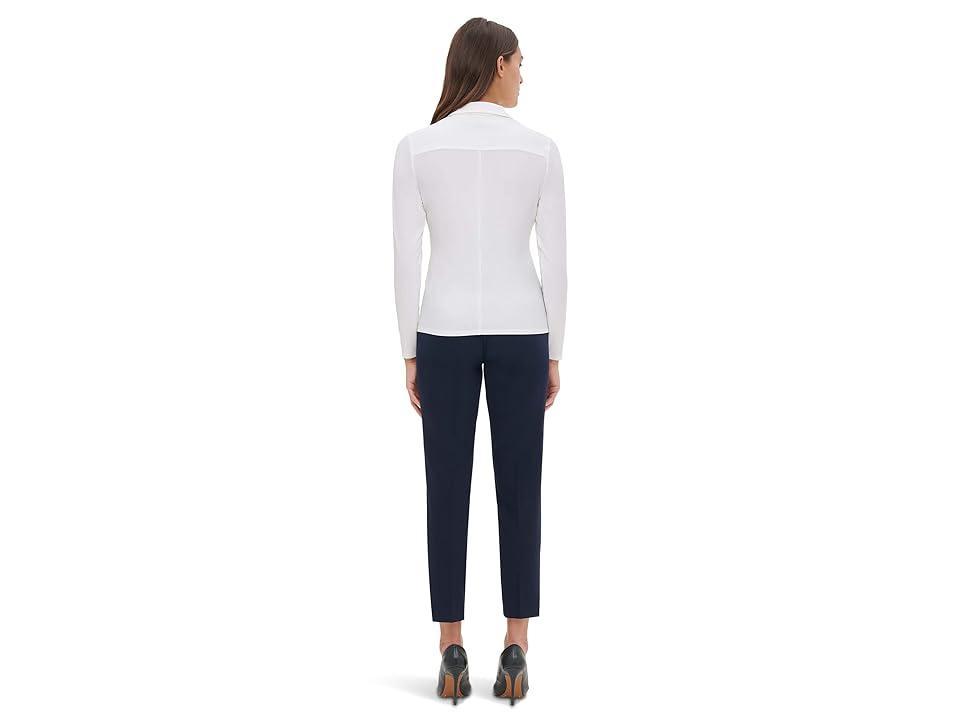 Tommy Hilfiger Long Sleeve Collard Button-Down Blouse (Ivory) Women's Clothing Product Image