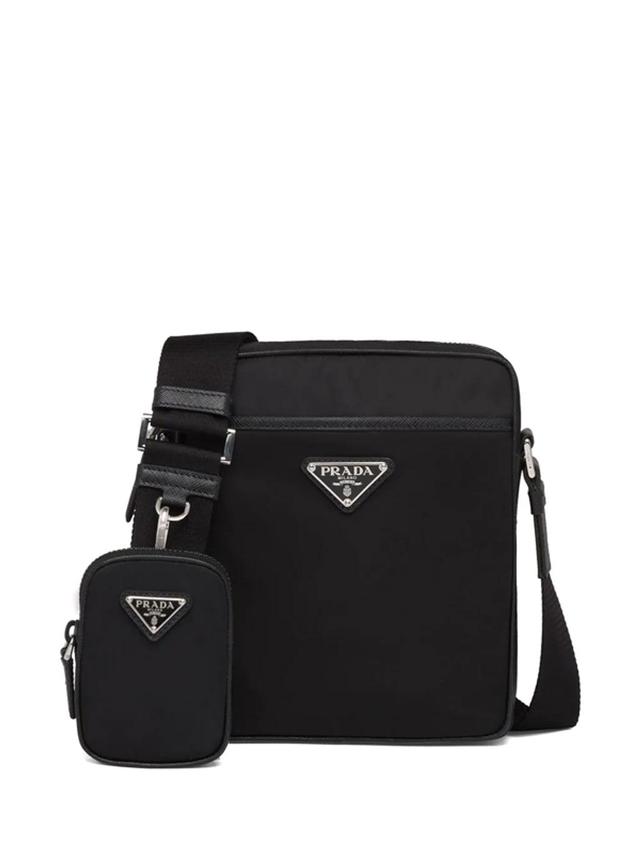 Re-nylon Logo-plaque Shoulder Bag In Black Product Image