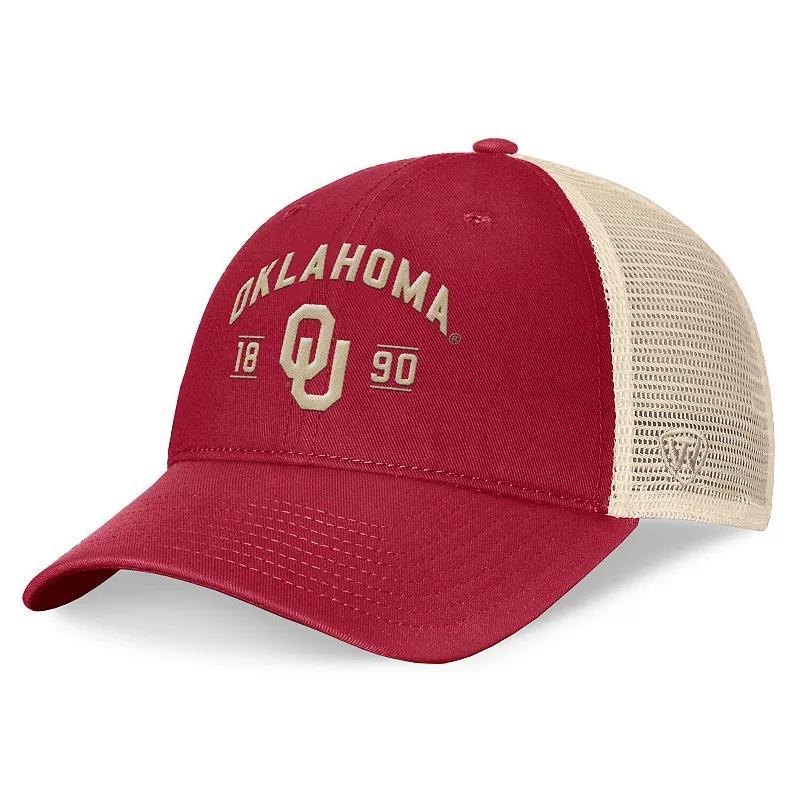 Mens Top of the World Crimson Oklahoma Sooners Heritage Waylon Trucker Adjustable Hat Product Image