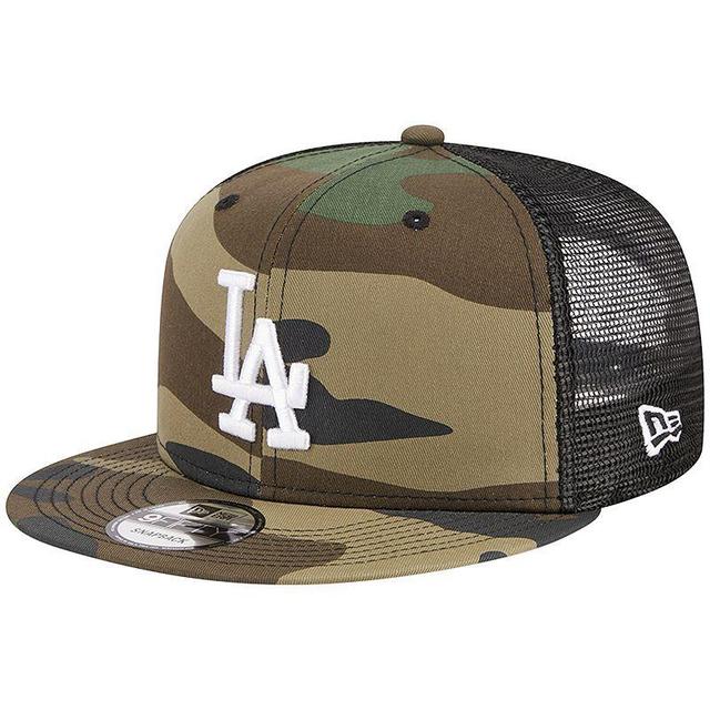 Mens New Era Camo Los Angeles Dodgers Woodland Camo Trucker 9FIFTY Snapback Hat Product Image