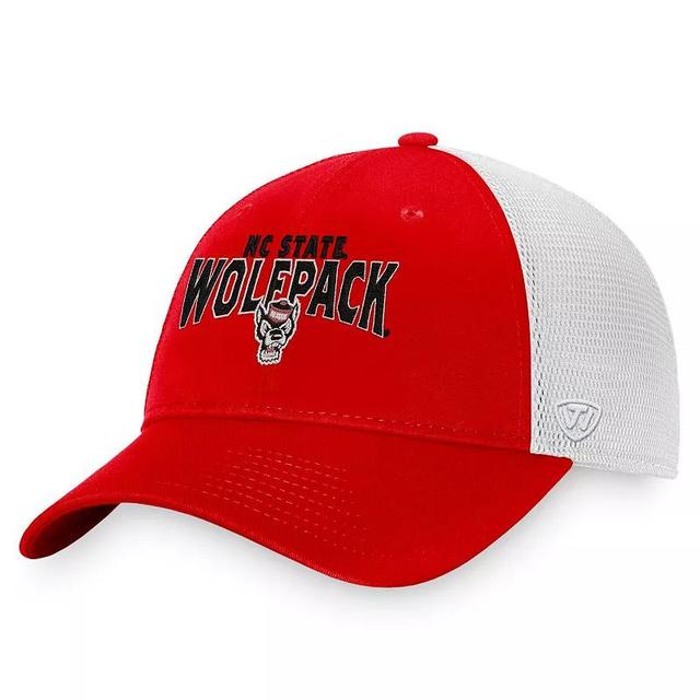 Mens Top of the World Red/White NC State Wolfpack Breakout Trucker Snapback Hat Product Image