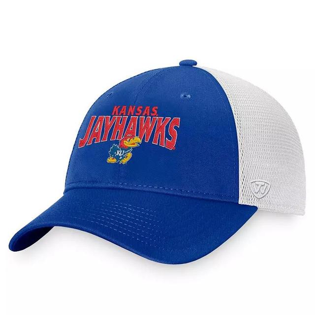 Mens Top of the World Royal Kansas Jayhawks Breakout Trucker Snapback Hat Product Image