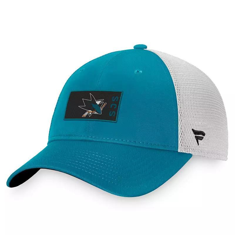 Mens Fanatics Branded Teal/White San Jose Sharks Authentic Pro Rink Trucker Snapback Hat Product Image