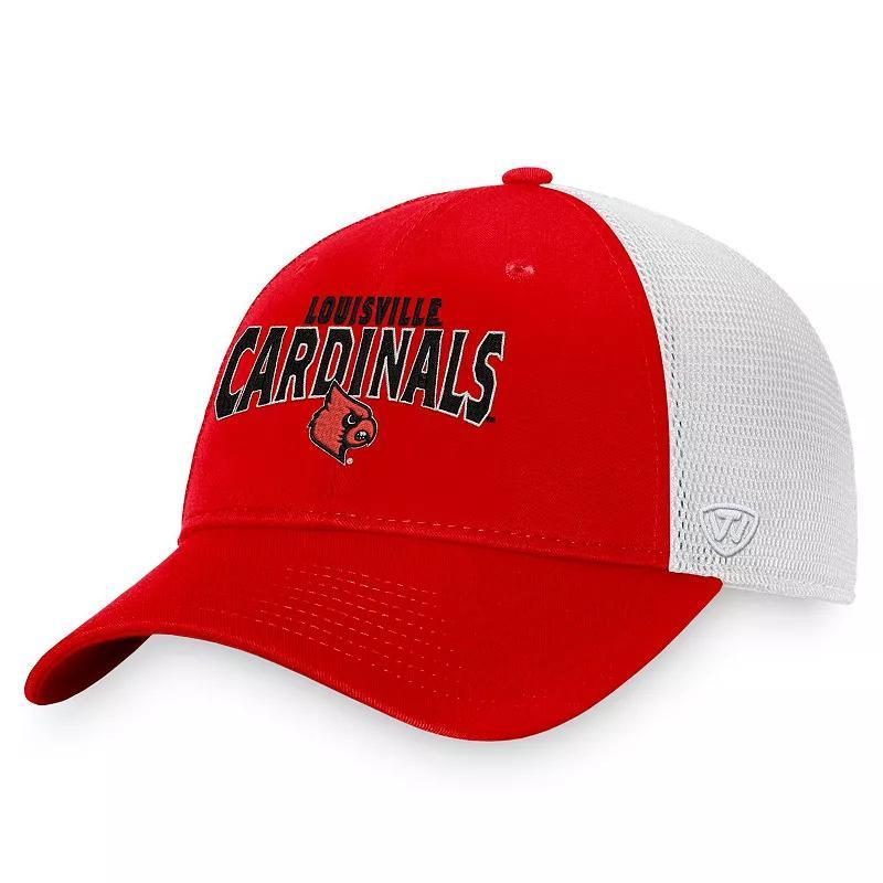 Mens Top of the World Red Louisville Cardinals Breakout Trucker Snapback Hat - Red Product Image