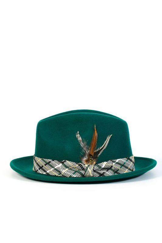 Emerald Wool Felt Fedora Hat 2 ½ Brim Product Image