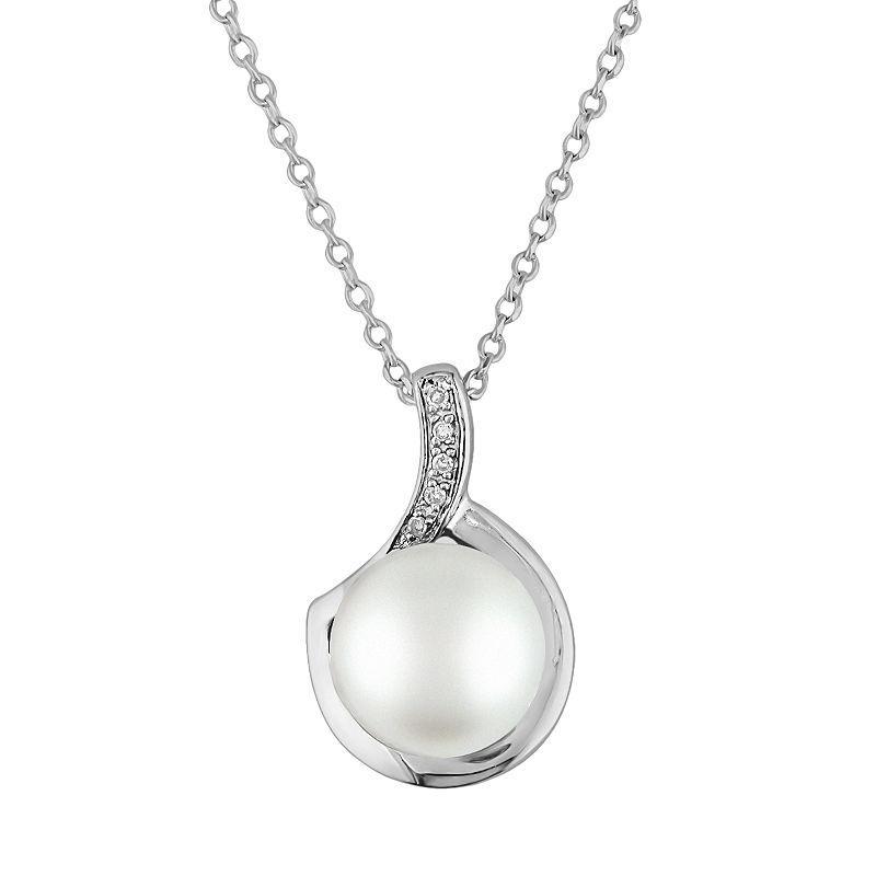 Stella Grace Sterling Silver Freshwater Cultured Pearl and Diamond Accent Pendant, Womens Multicolor Product Image