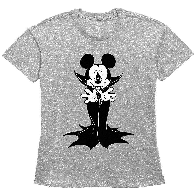 Disneys Mickey Mouse Juniors In Vampire Costume Graphic Tee, Womens Grey Gray Product Image