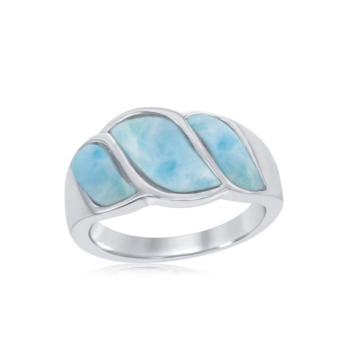 Sterling Silver Larimar Wave Design Ring Product Image