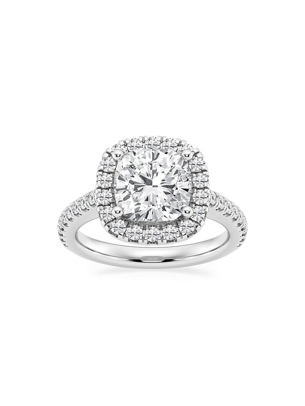 Womens 14K White Gold & Cushion-Cut Lab-Grown Diamond Halo Ring/1.30-3.60 TCW Product Image