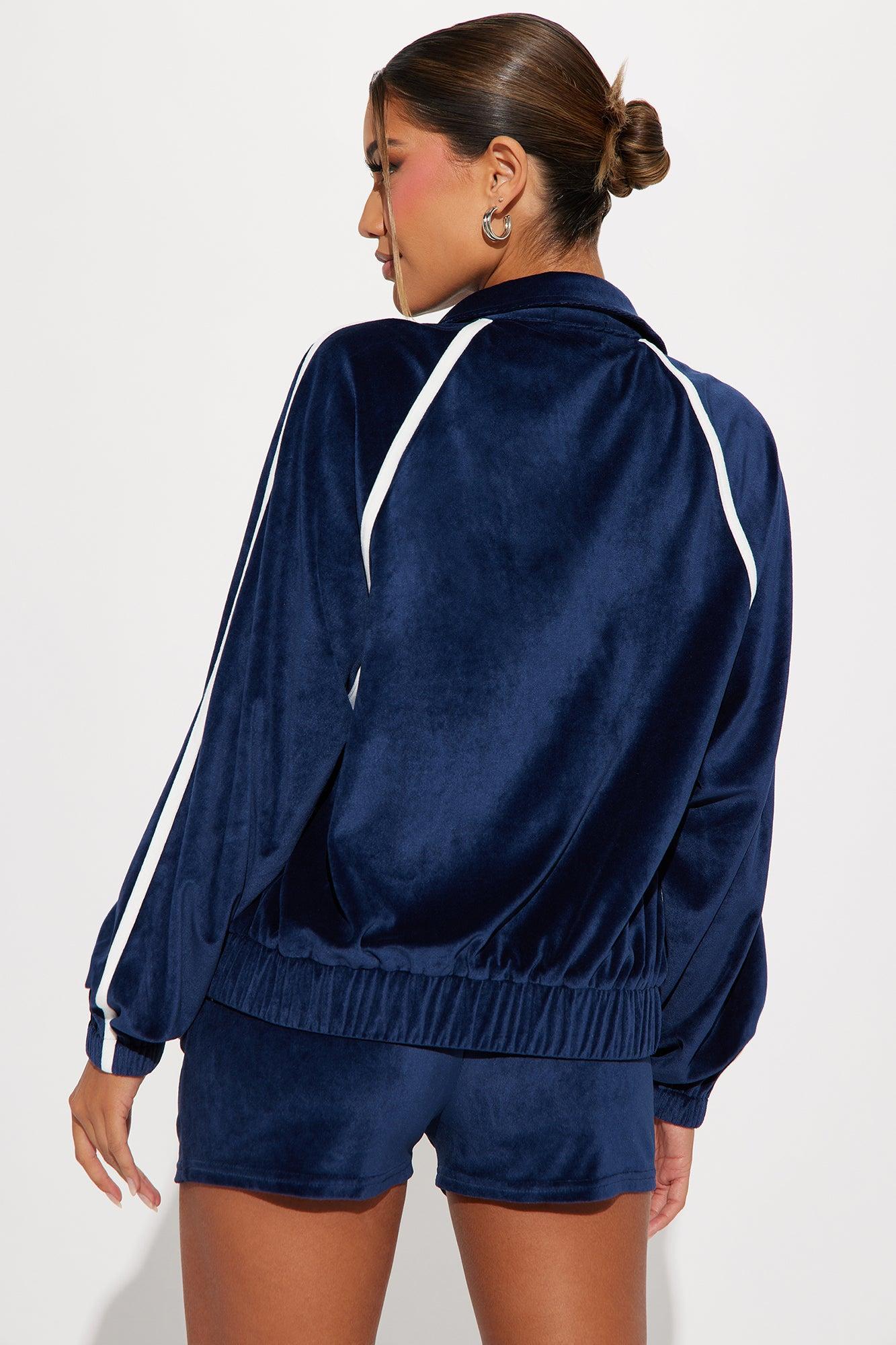 Old School Velour Short Set - Navy Product Image