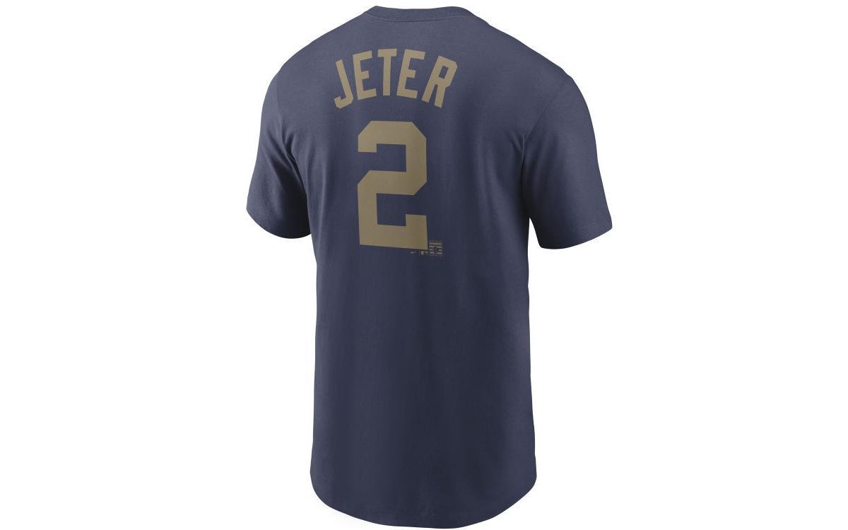 Mens Nike Derek Jeter New York Yankees Gold Name & Number T-Shirt Blue Product Image