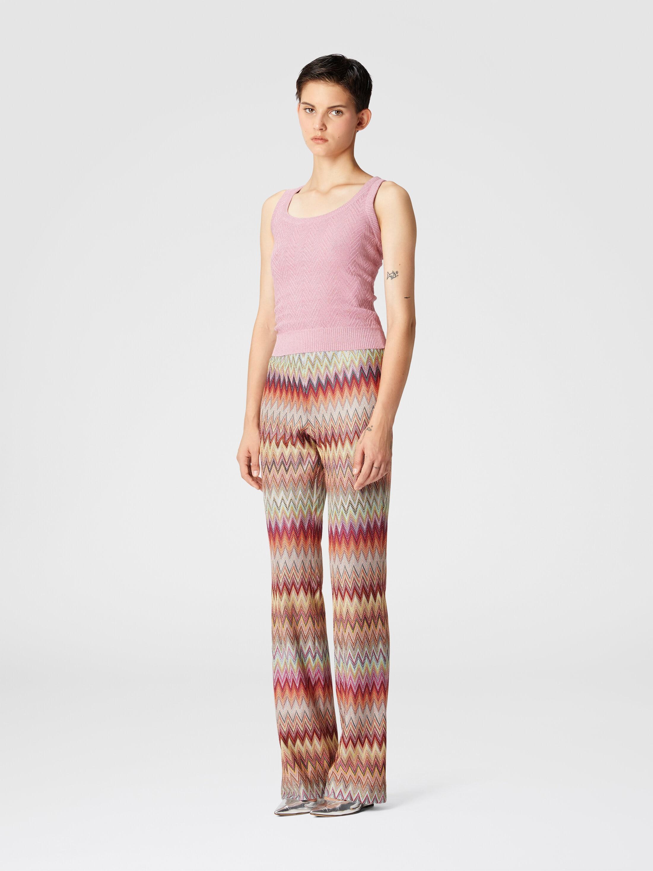 Flared zigzag knit lace trousers Product Image