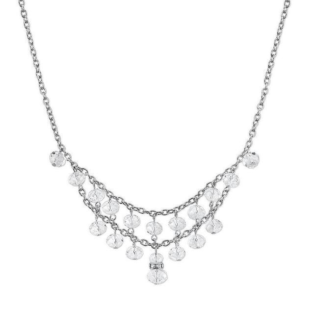 1928 Silver Tone Bead Swag Necklace, Womens Clear Product Image