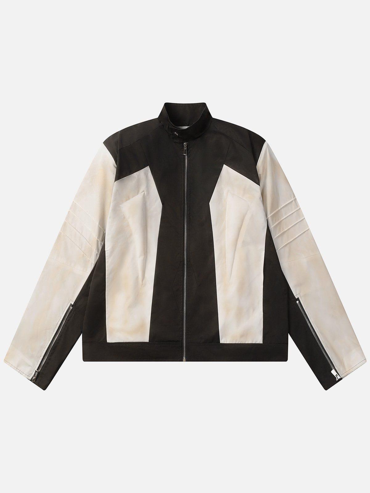 Aelfric Eden Dirt Color Patchwork Racing Jacket Product Image