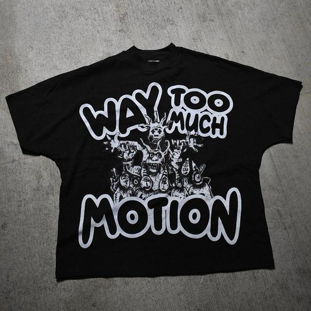 Vintage Way Too Much Motion Graphics Printed Cotton T-Shirt Product Image