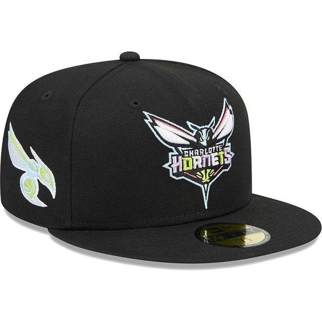 Mens New Era Black Charlotte Hornets Color Pack 59FIFTY Fitted Hat Product Image