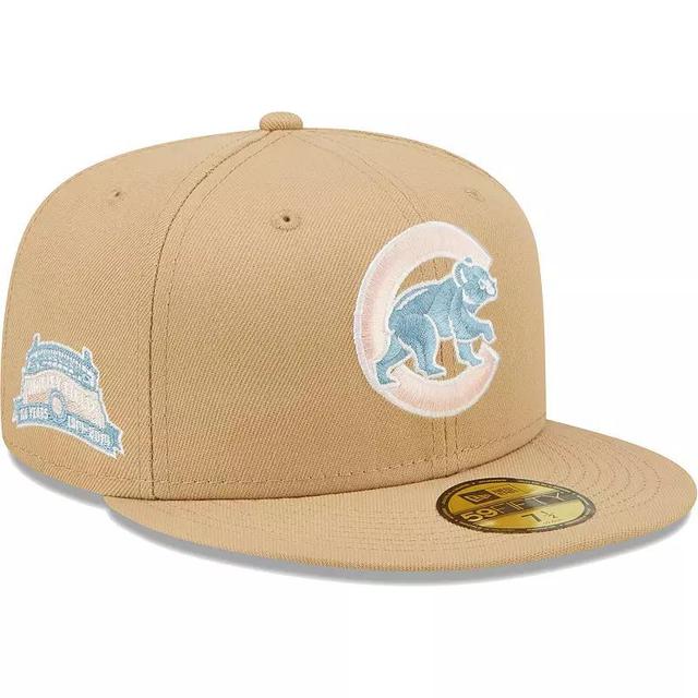 Mens New Era Tan Chicago Cubs 100 Years at Wrigley Field Sky Blue Undervisor 59FIFTY Fitted Hat Product Image