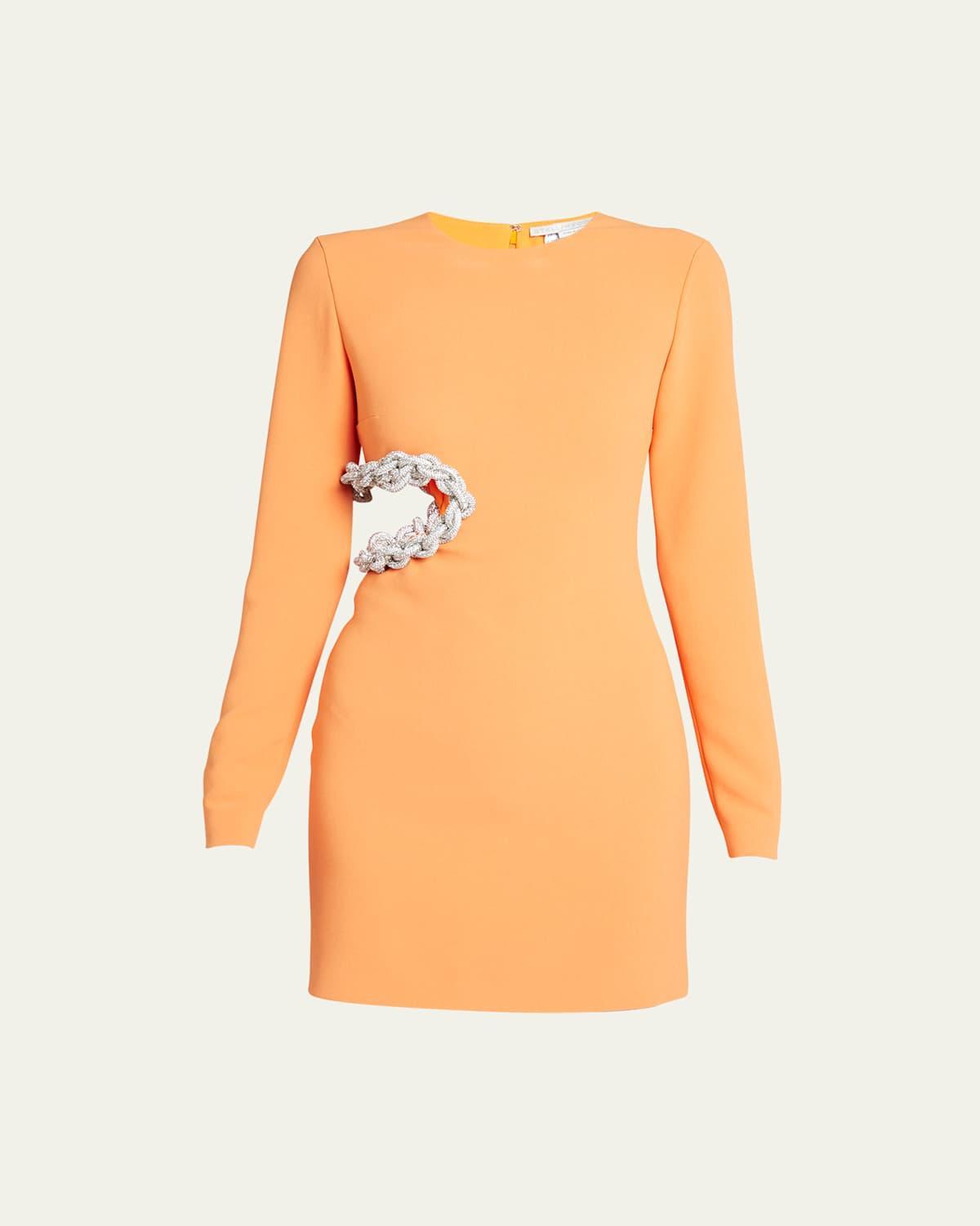 Stella McCartney Crystal Rope Cutout Long Sleeve Cady Minidress Product Image