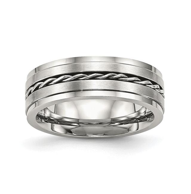 Chisel Stainless Steel Brushed and Polished Twisted 7mm Band Ring Product Image